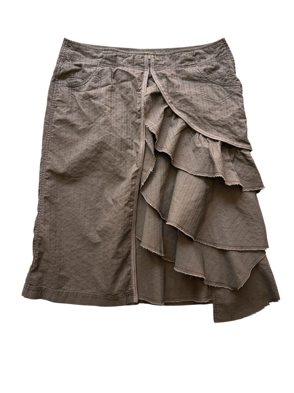 Sandwich Women's Brown Ruffle Tiered Skirt 100% Cotton Size 40